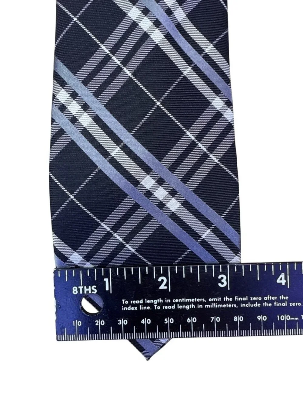 Saddlebred Mens Navy & Blue Plaid Silk Blend Necktie Classic Pattern Formal Wear
